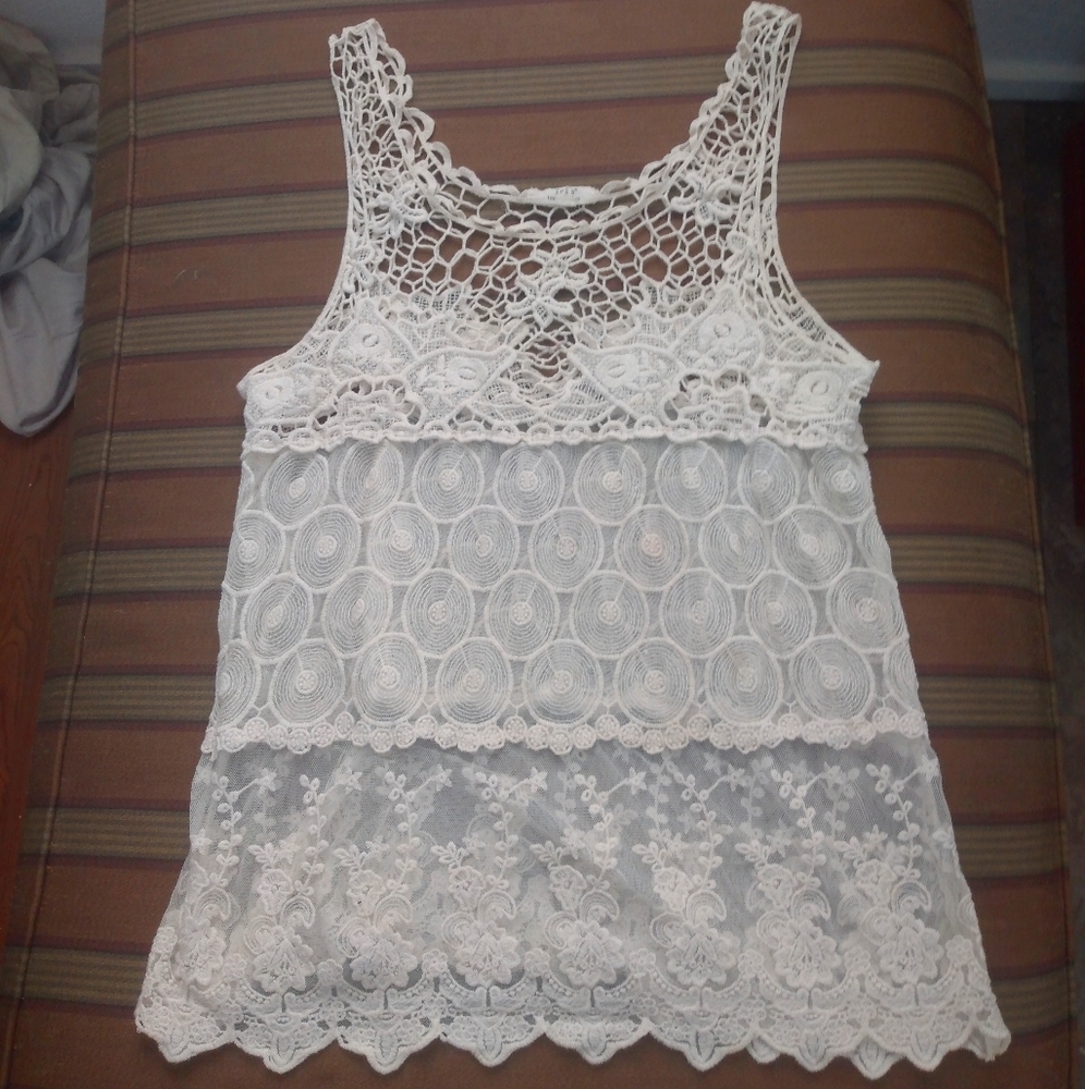 Crochet and lace tank